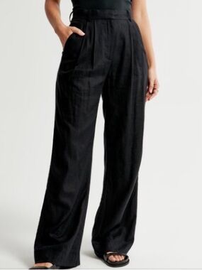 Abercrombie & Fitch Sloane Linen Wide Leg Trouser Pants